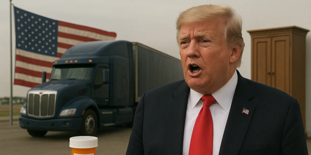 Trump Escalates Trade Fight with New Tariffs on Drugs, Trucks, and Cabinets